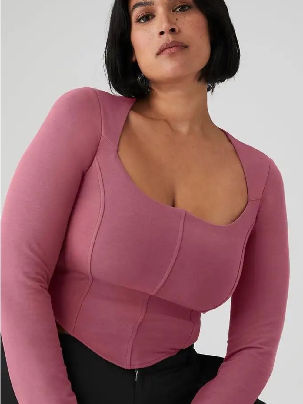 NWT ALO Yoga Soft Sculpt Long Sleeve Mars Clay Corset Top - Picture 3 of 8